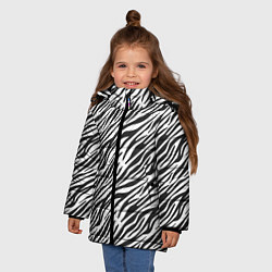 Куртка зимняя для девочки Чёрно-Белые полоски Зебры, цвет: 3D-черный — фото 2