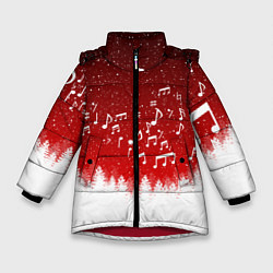 Куртка зимняя для девочки МУЗЫКАЛЬНАЯ НОВОГОДНЯЯ НОЧЬ 2022 НОВЫЙ ГОД, цвет: 3D-красный