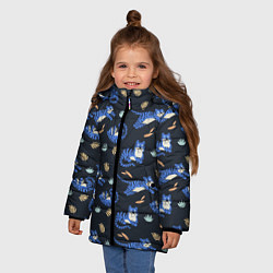 Куртка зимняя для девочки Тигры 2022, цвет: 3D-светло-серый — фото 2