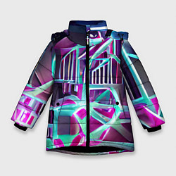 Куртка зимняя для девочки Неоновая трубка, цвет: 3D-черный