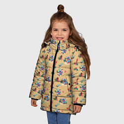 Куртка зимняя для девочки Новогодний паттерн Стич, цвет: 3D-черный — фото 2
