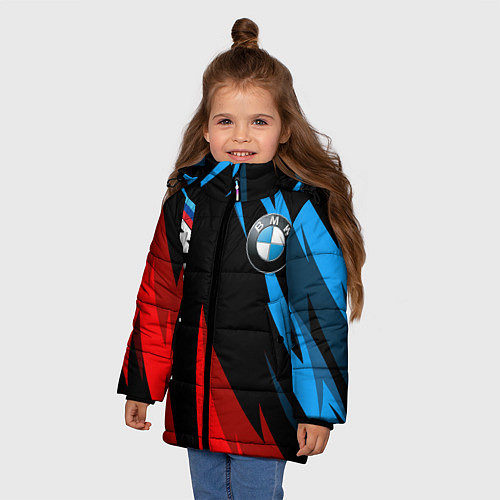 Зимняя куртка для девочки BMW Логотип Узор / 3D-Черный – фото 3