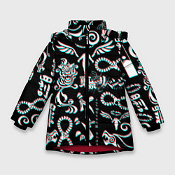 Куртка зимняя для девочки ТОКИЙСКИЕ МСТИТЕЛИ ГЛИТЧ, GLITCH, цвет: 3D-красный