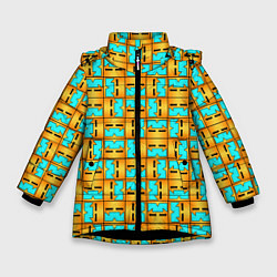 Куртка зимняя для девочки GEOMETRY DASH CLASSIC FACE PATTERN КЛАССИКА, цвет: 3D-черный