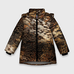 Куртка зимняя для девочки Тигриная шикарная шкура, цвет: 3D-светло-серый