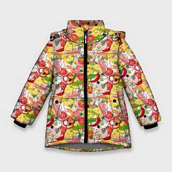 Куртка зимняя для девочки Ингредиенты Пиццы, цвет: 3D-светло-серый