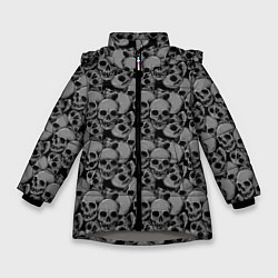 Куртка зимняя для девочки Gray skulls, цвет: 3D-светло-серый