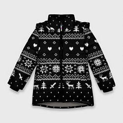 Куртка зимняя для девочки НОВОГОДНИЙ СВИТЕР UNDERTALE SANS ЧЁРНЫЙ, цвет: 3D-светло-серый