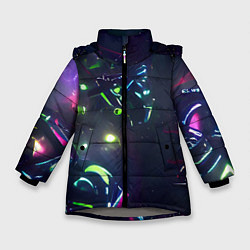 Куртка зимняя для девочки Космическая битва, цвет: 3D-светло-серый
