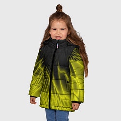 Куртка зимняя для девочки Коллекция Rays Лучи Желтый и черный Абстракция 662, цвет: 3D-черный — фото 2