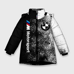 Куртка зимняя для девочки БМВ Черно-белый логотип, цвет: 3D-черный