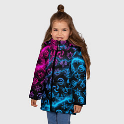 Куртка зимняя для девочки НЕОНОВЫЕ МОЛНИИ, GENSHIN IMPACT NEON, цвет: 3D-черный — фото 2