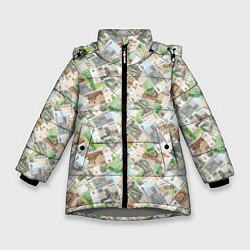 Куртка зимняя для девочки Деньги РФ Рубли, цвет: 3D-светло-серый