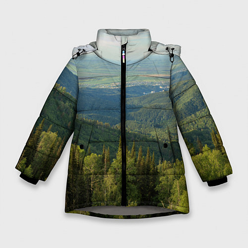Зимняя куртка для девочки Природный пейзаж / 3D-Светло-серый – фото 1