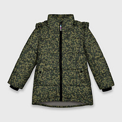 Куртка зимняя для девочки Цифра Флора пиксельный камуфляж, цвет: 3D-светло-серый