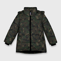 Куртка зимняя для девочки Камуфляж: лесной, цвет: 3D-черный