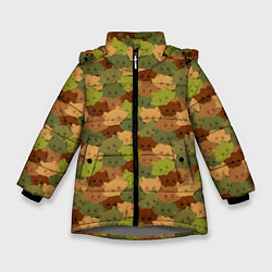 Куртка зимняя для девочки Головы Котиков камуфляж, цвет: 3D-светло-серый