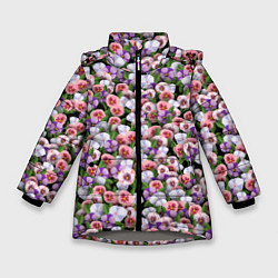 Куртка зимняя для девочки Чудесные фиалки, цвет: 3D-светло-серый