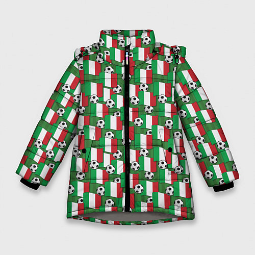 Зимняя куртка для девочки Италия футбол / 3D-Светло-серый – фото 1