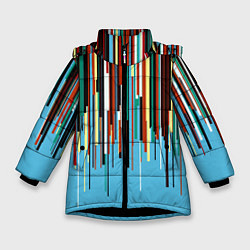 Куртка зимняя для девочки Glitch pattern 2087, цвет: 3D-черный