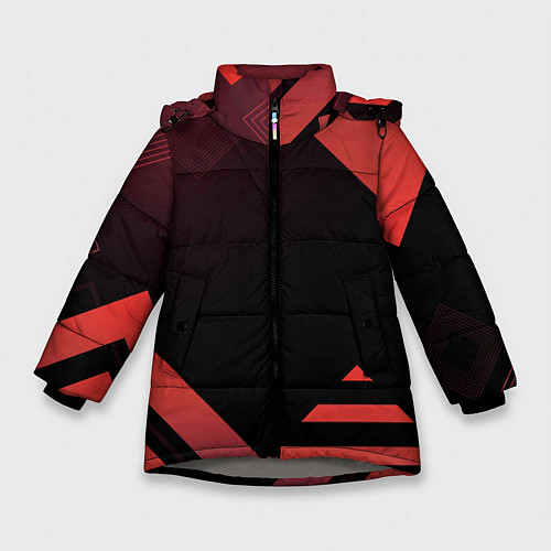 Зимняя куртка для девочки Спортивная геометрияgeometry / 3D-Светло-серый – фото 1