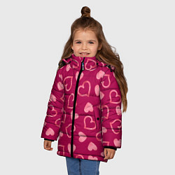 Куртка зимняя для девочки Паттерн сердечки, цвет: 3D-красный — фото 2