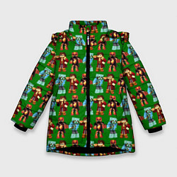 Куртка зимняя для девочки Minecraft heros pattern, цвет: 3D-черный