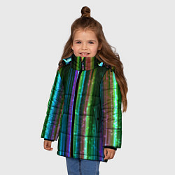 Куртка зимняя для девочки Свет неоновой радуги, цвет: 3D-черный — фото 2