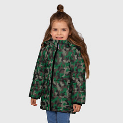 Куртка зимняя для девочки Зелёный Вязаный Камуфляж, цвет: 3D-светло-серый — фото 2