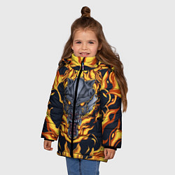 Куртка зимняя для девочки Маска тигра в огне, цвет: 3D-светло-серый — фото 2