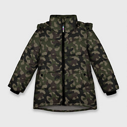Куртка зимняя для девочки Лесной Охотничий Камуфляж, цвет: 3D-светло-серый