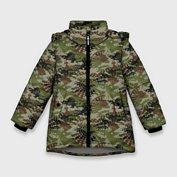 Куртка зимняя для девочки Абстрактные Брызги камуфляж, цвет: 3D-светло-серый