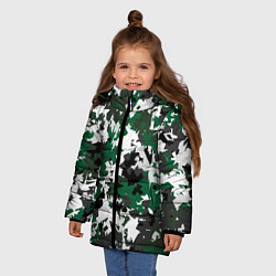 Куртка зимняя для девочки Зелено-черный камуфляж, цвет: 3D-черный — фото 2