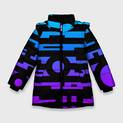 Куртка зимняя для девочки Неоновая геометрия Neon, цвет: 3D-черный