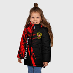Куртка зимняя для девочки Russia Герб Геометрия, цвет: 3D-красный — фото 2