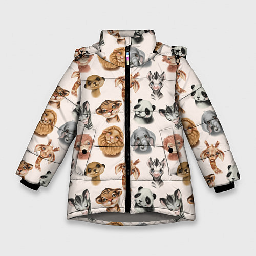 Зимняя куртка для девочки Милые дикие животные / 3D-Светло-серый – фото 1