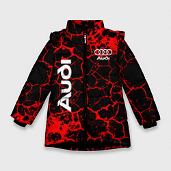 Куртка зимняя для девочки Audi красные трещины, цвет: 3D-черный