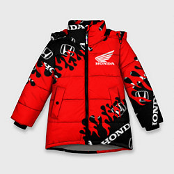Куртка зимняя для девочки Honda нарисованный огонь, цвет: 3D-светло-серый