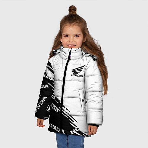 Зимняя куртка для девочки Honda sport pattern / 3D-Черный – фото 3