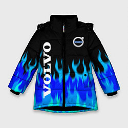Куртка зимняя для девочки Volvo размытый огонь, цвет: 3D-черный