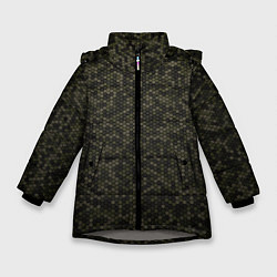 Куртка зимняя для девочки 3Д - ТАНКОВАЯ БРОНЯ со следами ГРЯЗИ, цвет: 3D-светло-серый