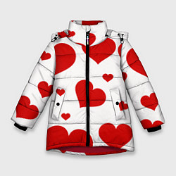 Куртка зимняя для девочки Красные сердечки Heart, цвет: 3D-красный