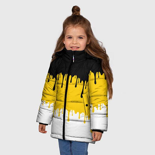 Зимняя куртка для девочки Российская Империя потёки / 3D-Черный – фото 3