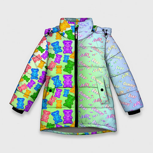 Зимняя куртка для девочки Желейные мишки / 3D-Светло-серый – фото 1