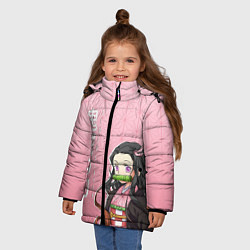 Куртка зимняя для девочки НЕДЗУКО DEMON SLAYER КЛИНОК, цвет: 3D-светло-серый — фото 2
