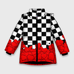 Куртка зимняя для девочки Отличная партия на любовь, цвет: 3D-черный