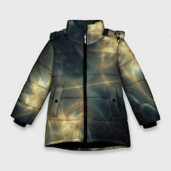 Куртка зимняя для девочки Абстрактное свечение, цвет: 3D-черный