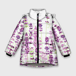 Куртка зимняя для девочки Цветы Лаванды акварелью, цвет: 3D-светло-серый