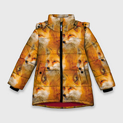 Куртка зимняя для девочки Рыжая лисица - паттерн, цвет: 3D-красный