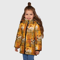 Куртка зимняя для девочки Рыжая лисица - паттерн, цвет: 3D-красный — фото 2
